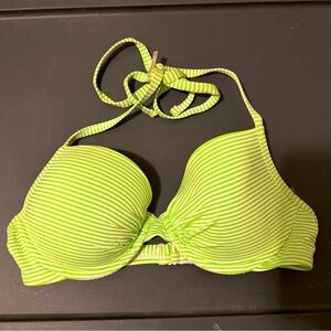 Aerie lime green and white striped bikini top